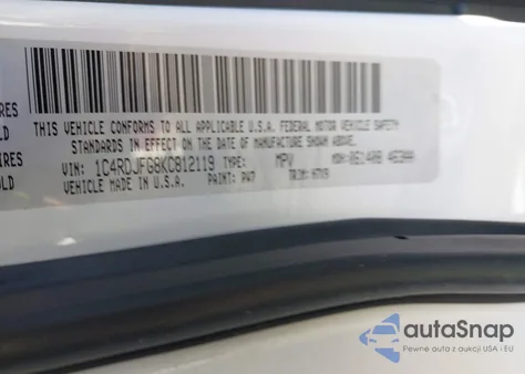 2019 Dodge Durango Pursuit Awd z USA, uszkodzony, nr VIN 1C4RDJFG8KC812119